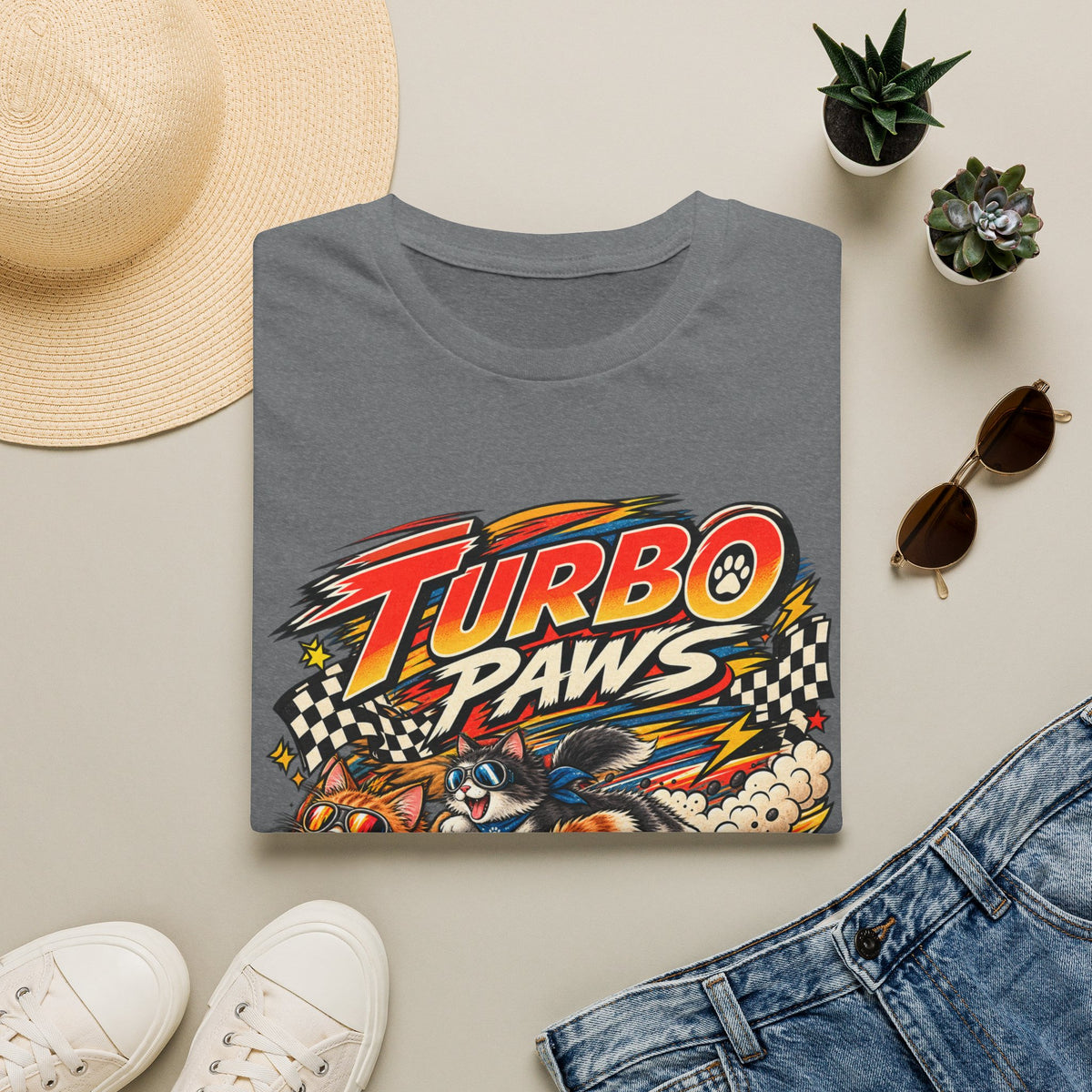 Turbo Paws T-Shirt — Retro Racing Cat Graphic Tee