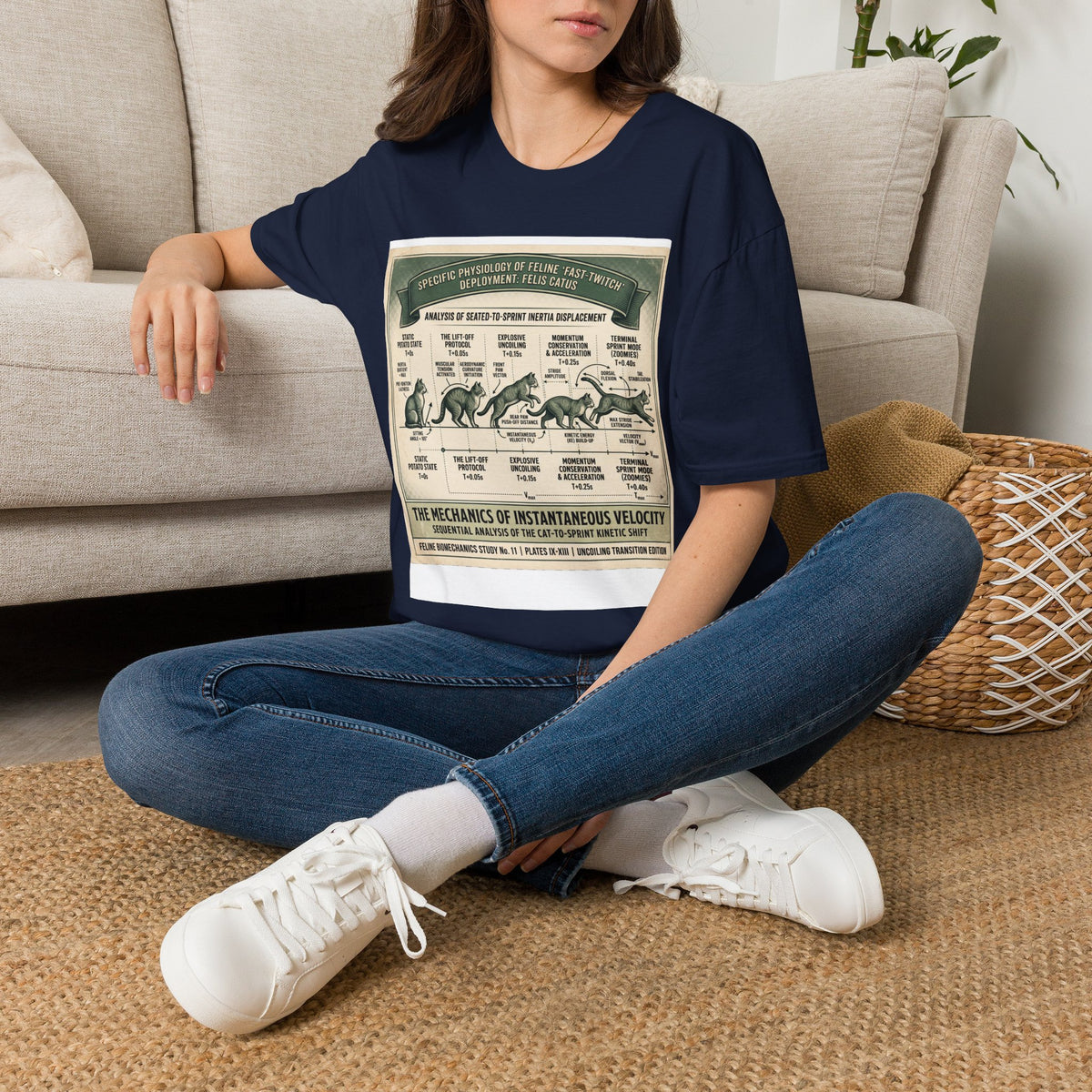 Cat Sprint Anatomy T‑Shirt — Vintage Feline Fast Twitch Diagram