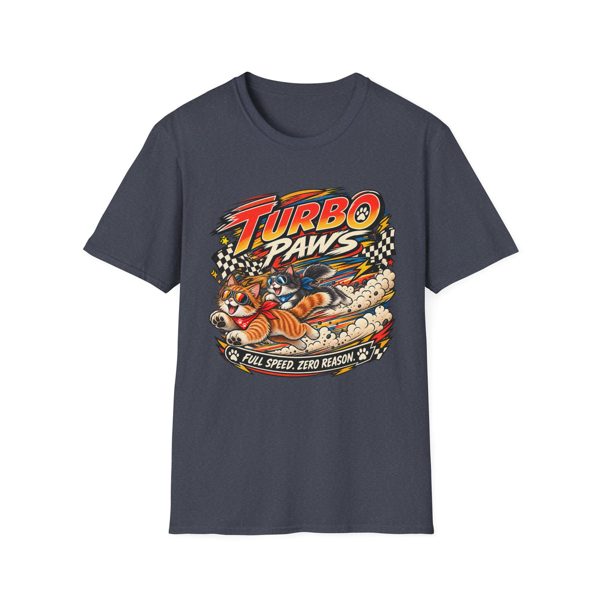 Turbo Paws T-Shirt — Retro Racing Cat Graphic Tee