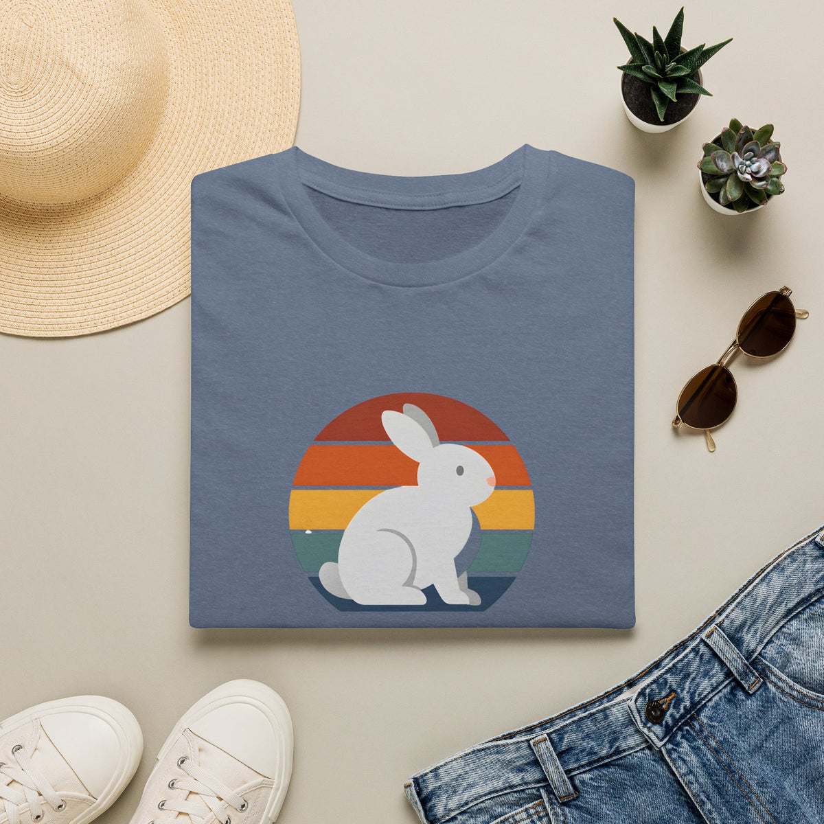 Rainbow striped rabbit T-Shirt