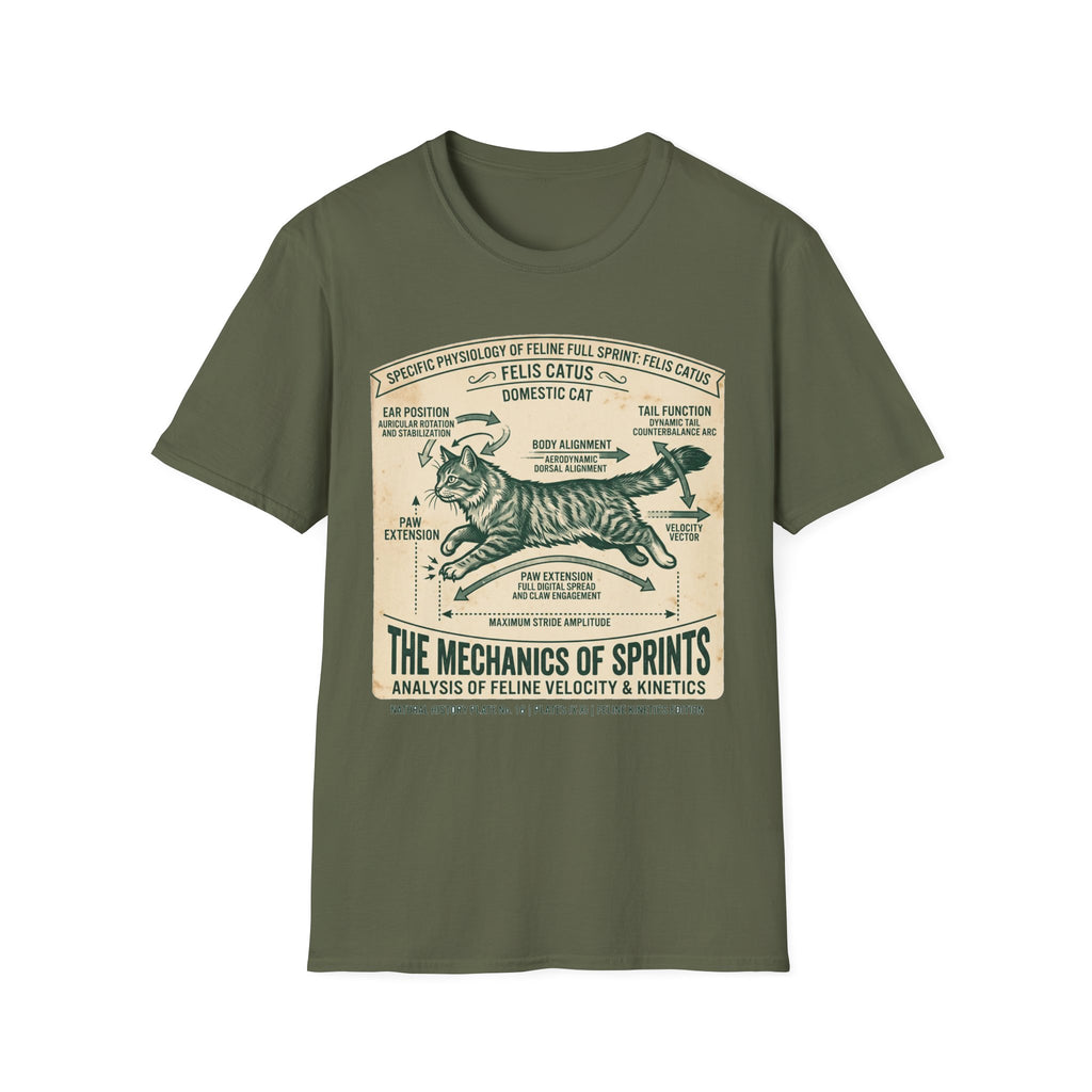 Cat Sprint Anatomy T-Shirt — Felis Catus Vintage Scientific Illustration Tee