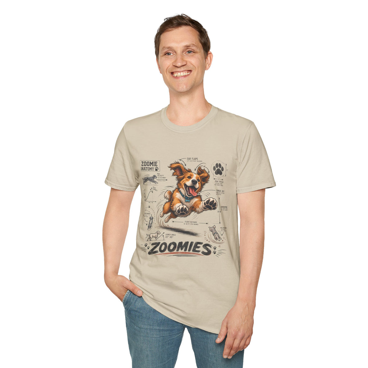 Dog Zoomies T-Shirt — Cute Playful Puppy Anatomy Graphic Tee