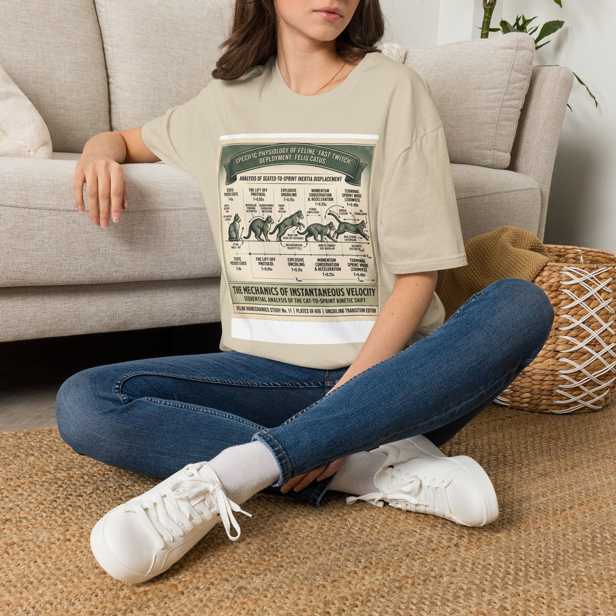 Cat Sprint Anatomy T‑Shirt — Vintage Feline Fast Twitch Diagram
