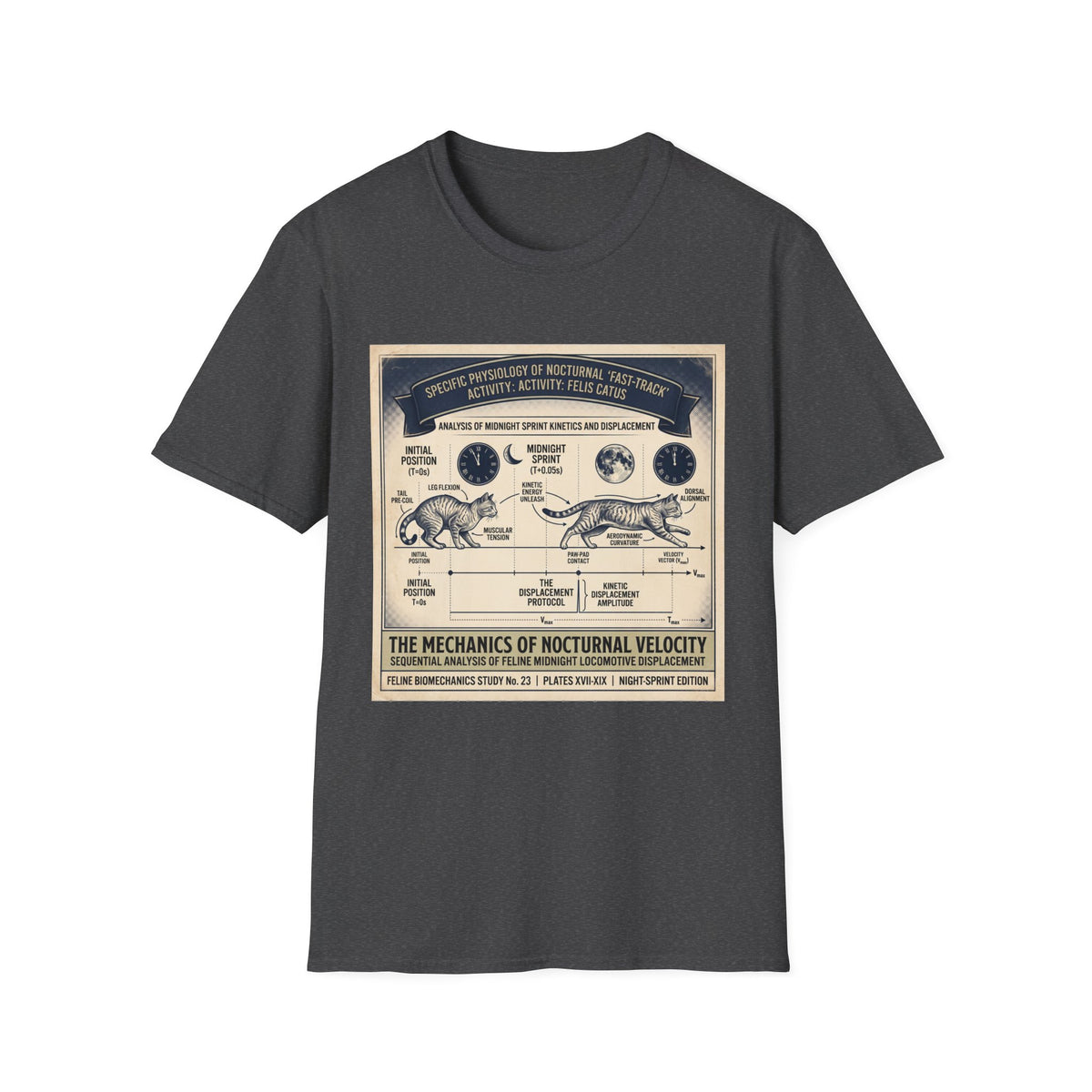Nocturnal Cat Anatomy T-Shirt – Vintage Feline Physiology Diagram