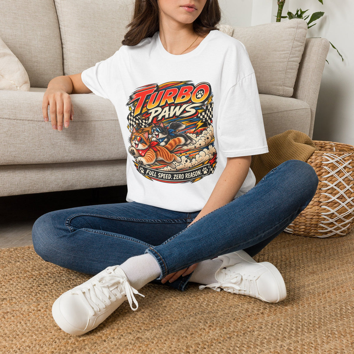 Turbo Paws T-Shirt — Retro Racing Cat Graphic Tee