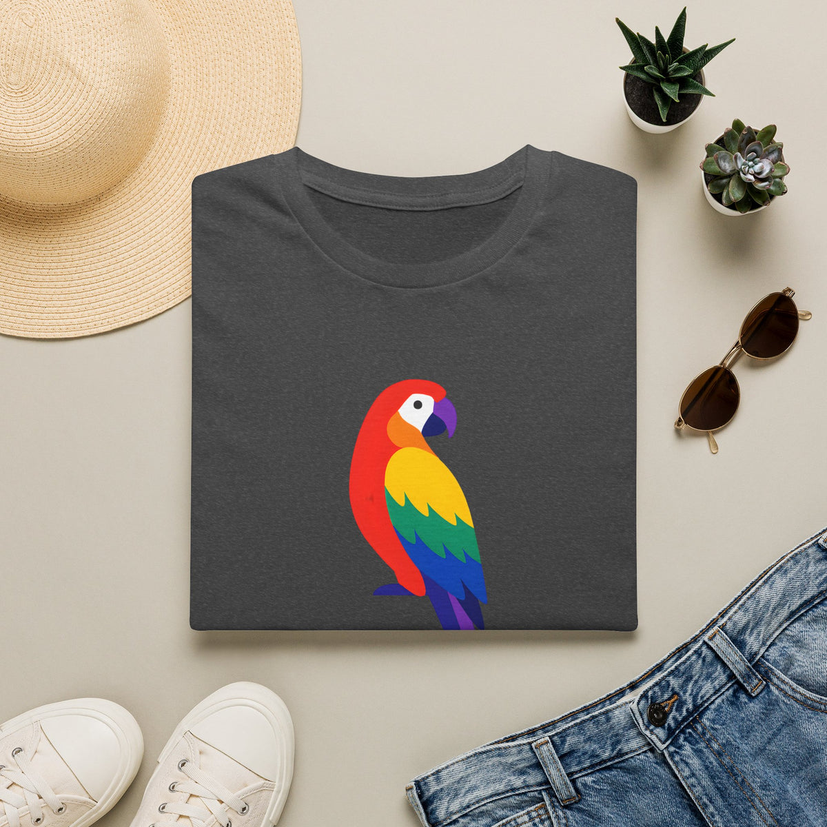 Colorful Parrot Illustration T-Shirt