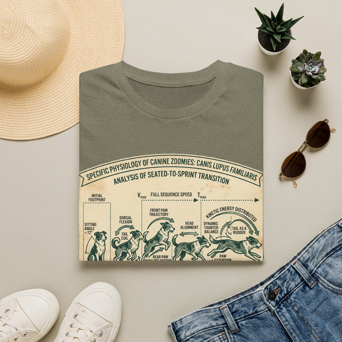 Kinetics of Zoomies T-Shirt — Funny Canine Zoomies Diagram Tee