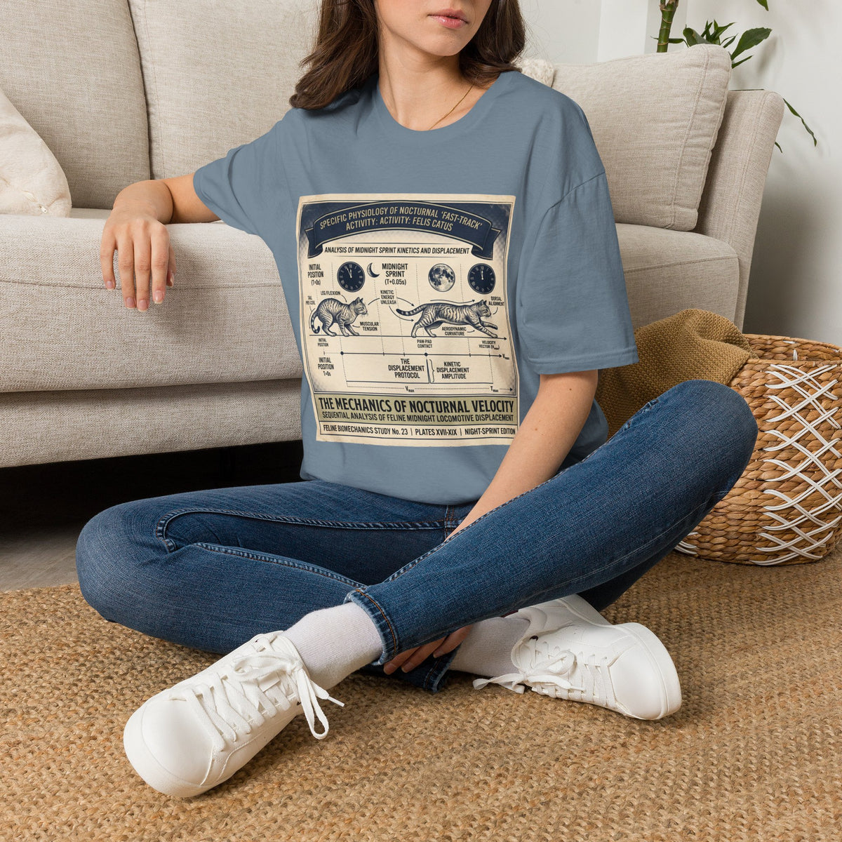 Nocturnal Cat Anatomy T-Shirt – Vintage Feline Physiology Diagram