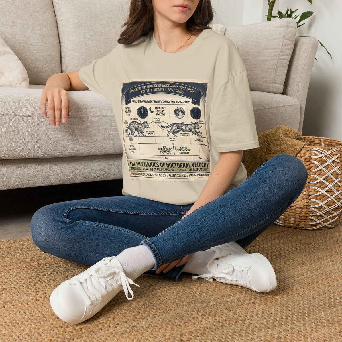 Nocturnal Cat Anatomy T-Shirt – Vintage Feline Physiology Diagram