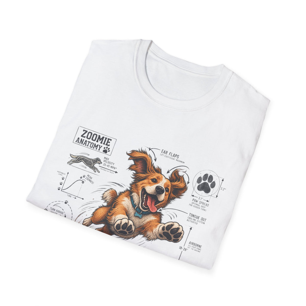 Dog Zoomies T-Shirt — Cute Playful Puppy Anatomy Graphic Tee