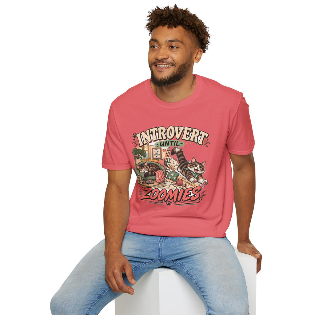 Introvert Until Zoomies T-Shirt — Cute Cat Nap & Play Graphic Tee