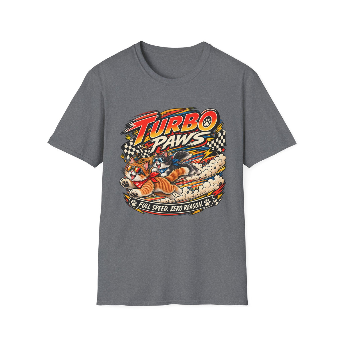 Turbo Paws T-Shirt — Retro Racing Cat Graphic Tee