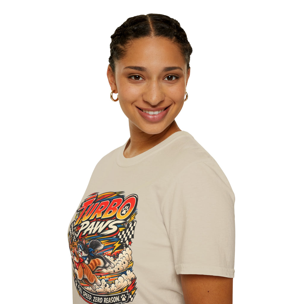 Turbo Paws T-Shirt — Retro Racing Cat Graphic Tee