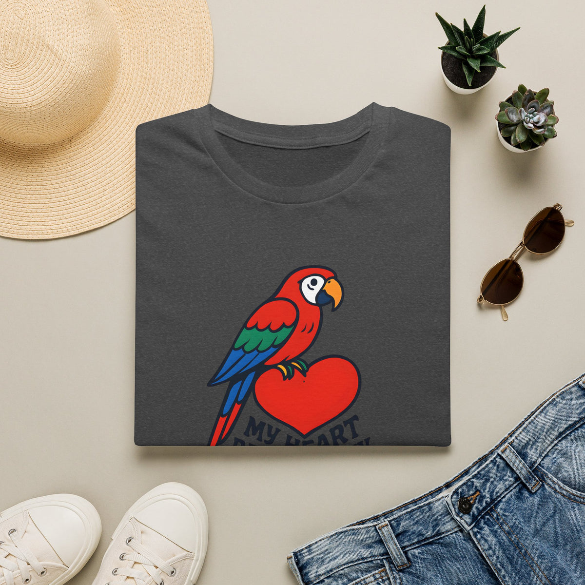 Parrot on Heart T-Shirt