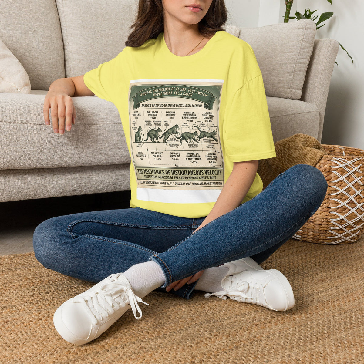 Cat Sprint Anatomy T‑Shirt — Vintage Feline Fast Twitch Diagram