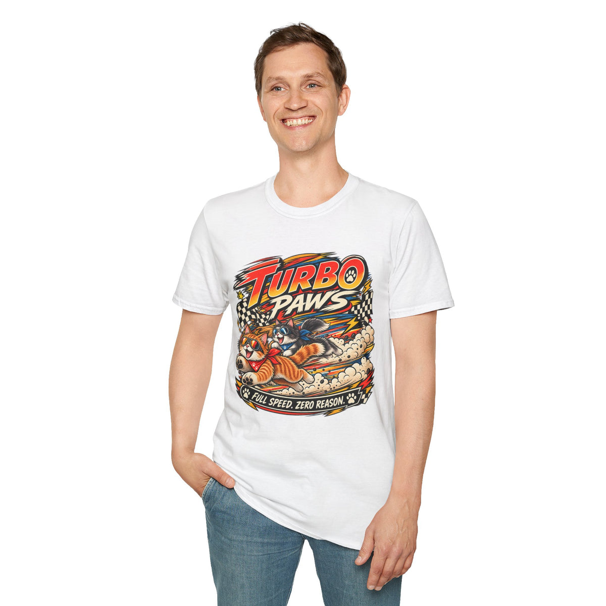 Turbo Paws T-Shirt — Retro Racing Cat Graphic Tee
