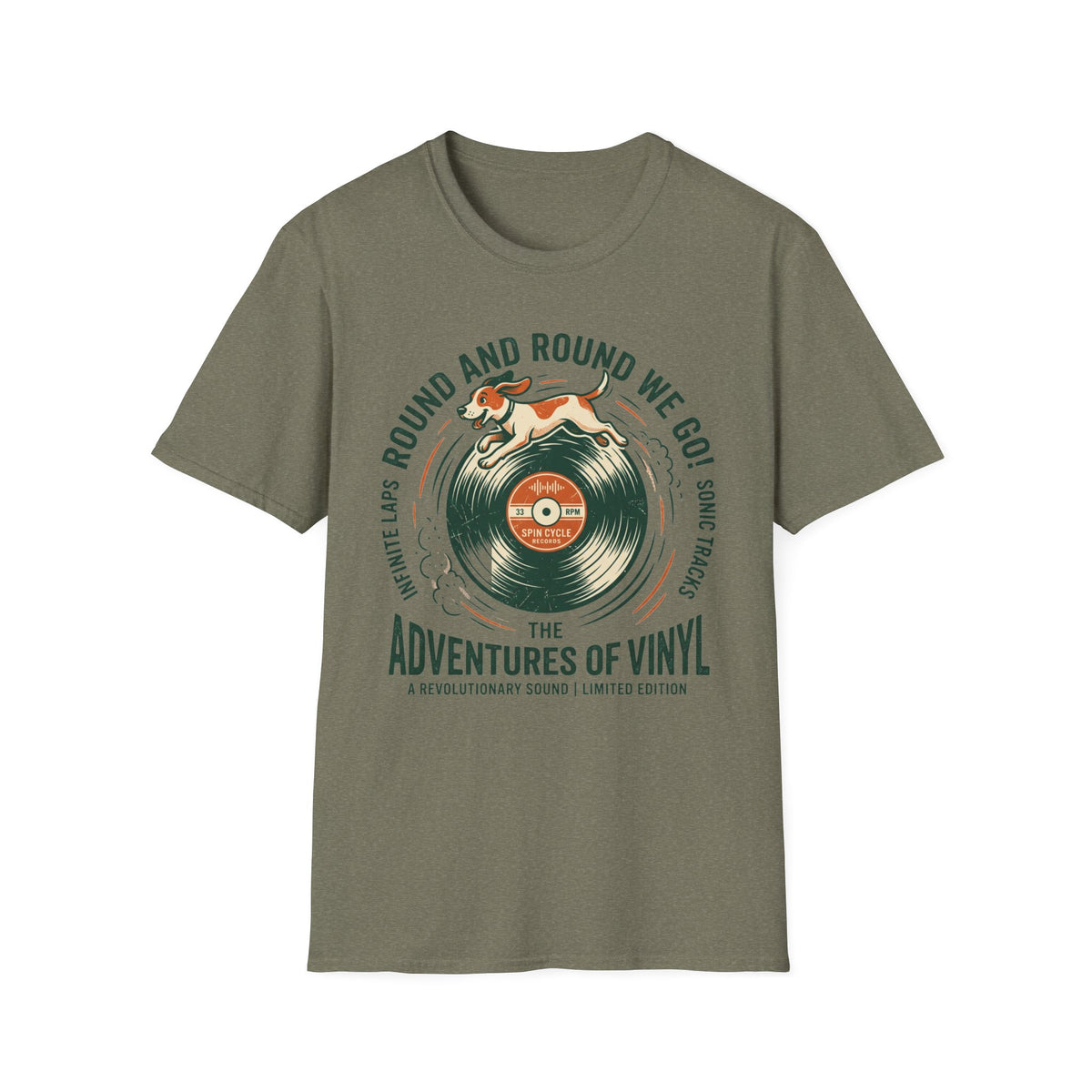 Round and Round We Go Vinyl T-Shirt — The Adventures of Vinyl Retro Record Tee