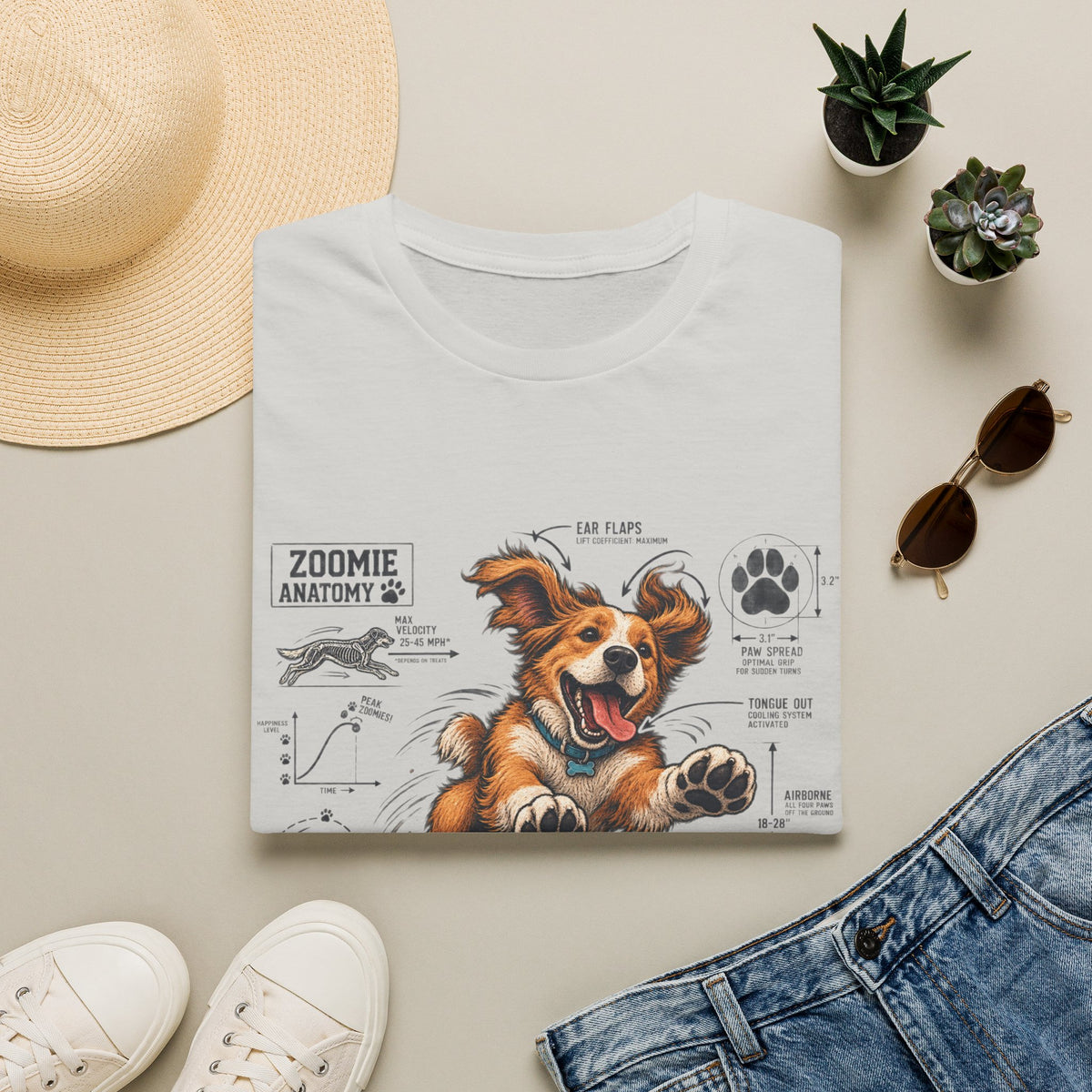 Dog Zoomies T-Shirt — Cute Playful Puppy Anatomy Graphic Tee