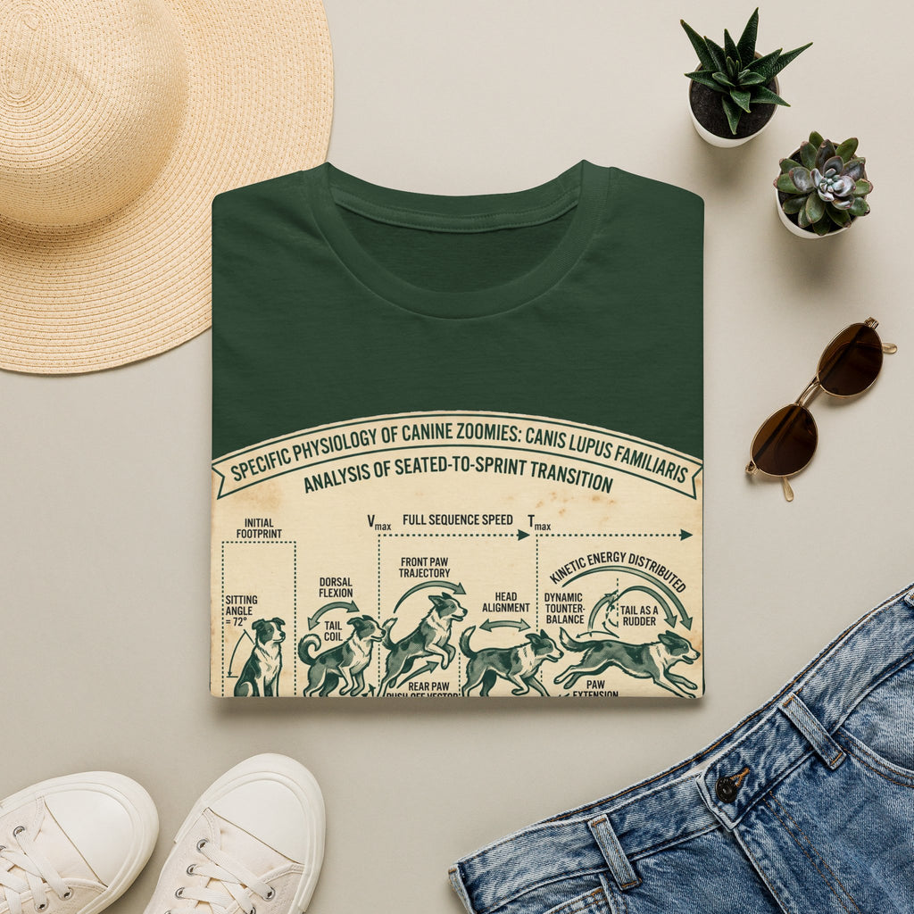 Kinetics of Zoomies T-Shirt — Funny Canine Zoomies Diagram Tee