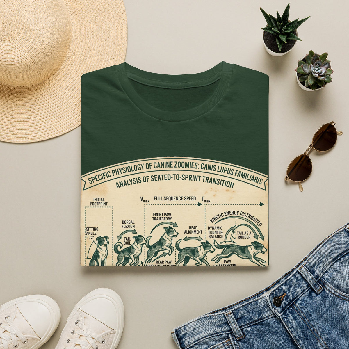 Kinetics of Zoomies T-Shirt — Funny Canine Zoomies Diagram Tee