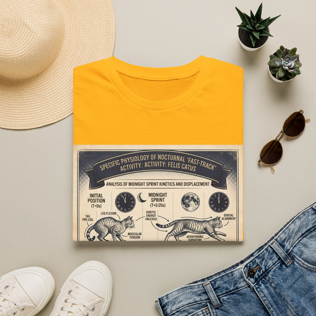 Nocturnal Cat Anatomy T-Shirt – Vintage Feline Physiology Diagram