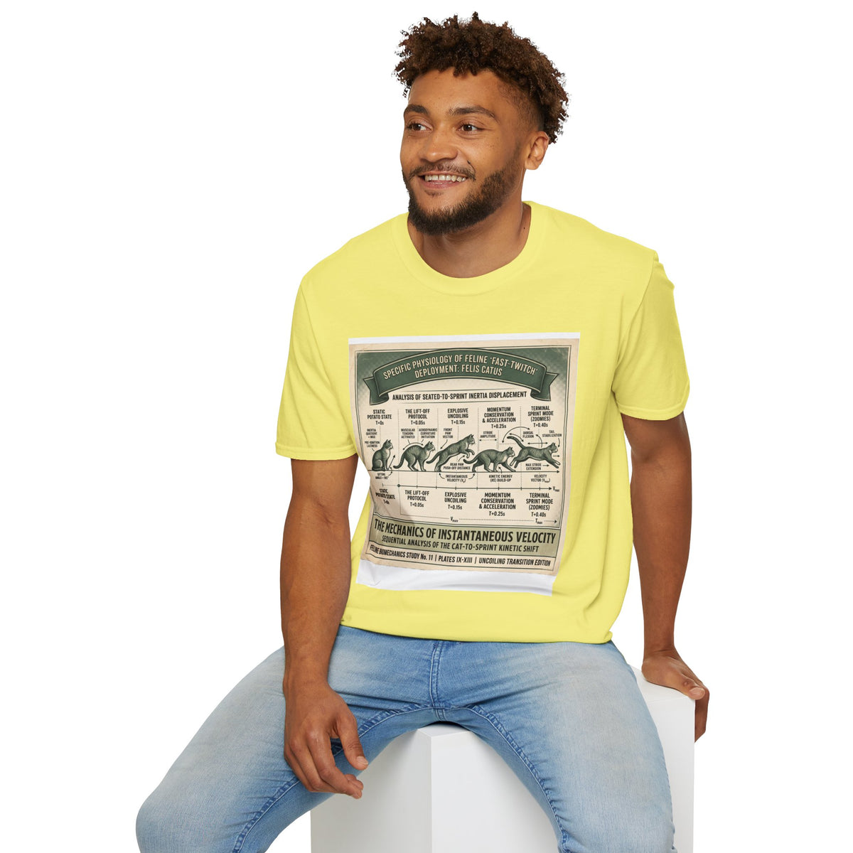 Cat Sprint Anatomy T‑Shirt — Vintage Feline Fast Twitch Diagram