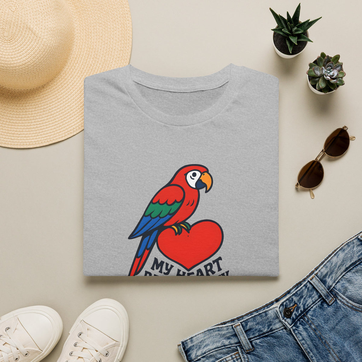 Parrot on Heart T-Shirt