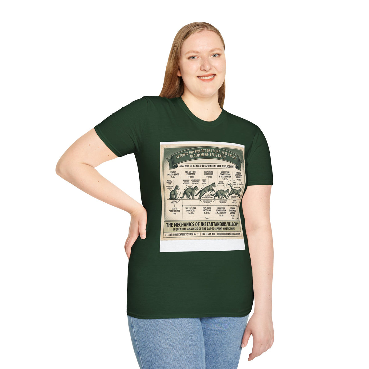 Cat Sprint Anatomy T‑Shirt — Vintage Feline Fast Twitch Diagram