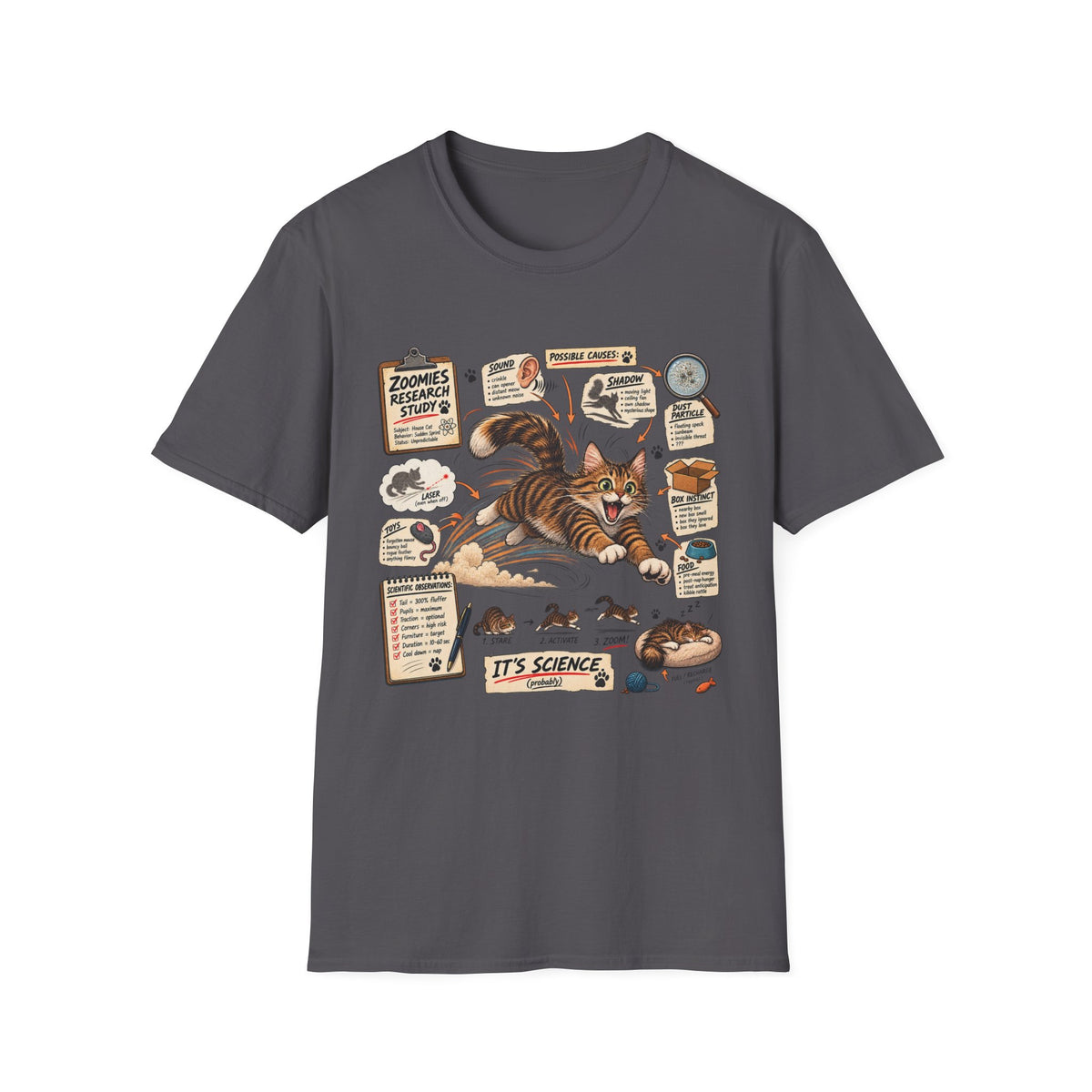 Cat Science T-Shirt — “It’s Science” Zoomies Research Design