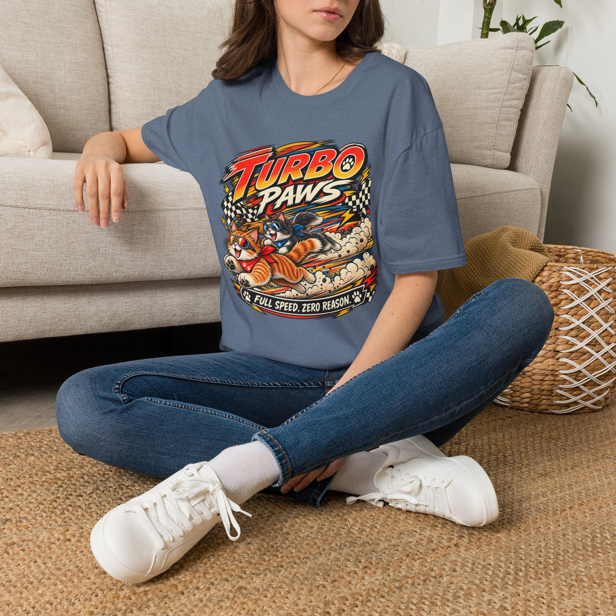 Turbo Paws T-Shirt — Retro Racing Cat Graphic Tee