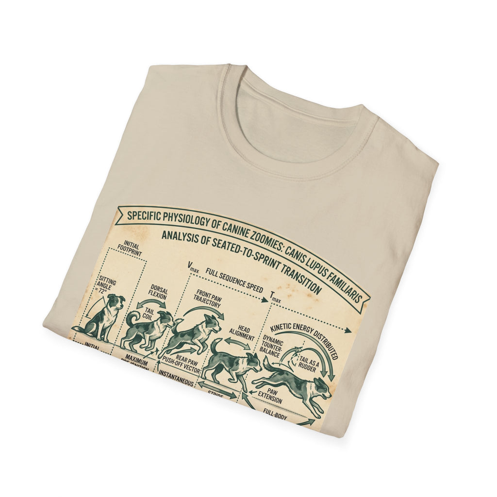 Kinetics of Zoomies T-Shirt — Funny Canine Zoomies Diagram Tee
