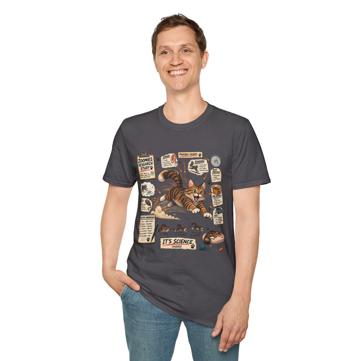 Cat Science T-Shirt — “It’s Science” Zoomies Research Design