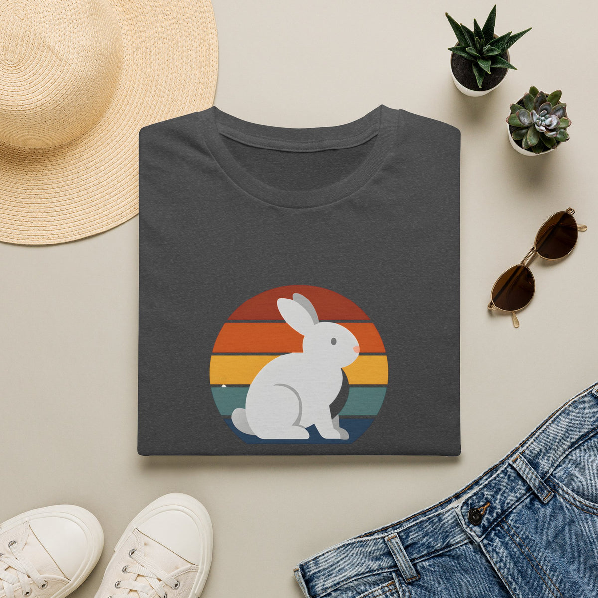 Rainbow striped rabbit T-Shirt