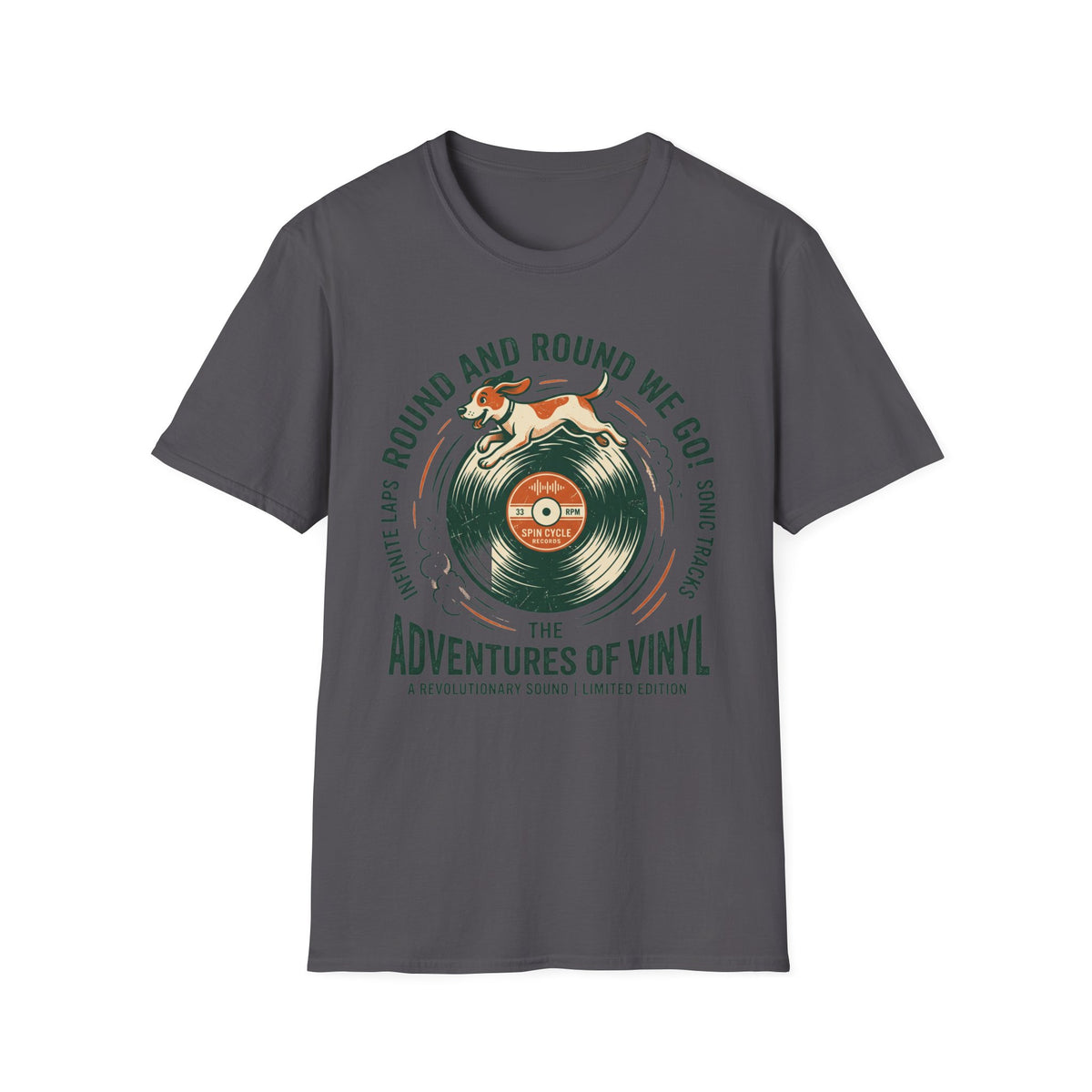 Round and Round We Go Vinyl T-Shirt — The Adventures of Vinyl Retro Record Tee