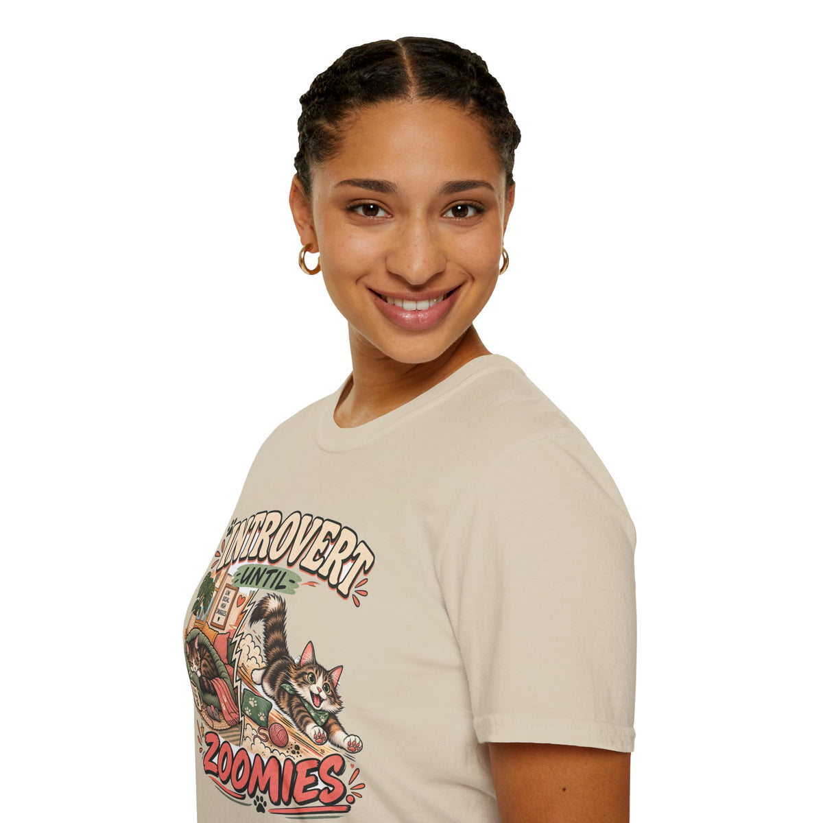 Introvert Until Zoomies T-Shirt — Cute Cat Nap & Play Graphic Tee