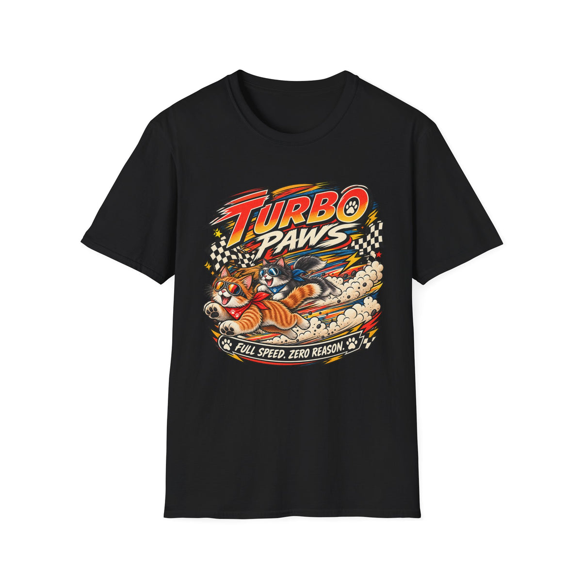 Turbo Paws T-Shirt — Retro Racing Cat Graphic Tee