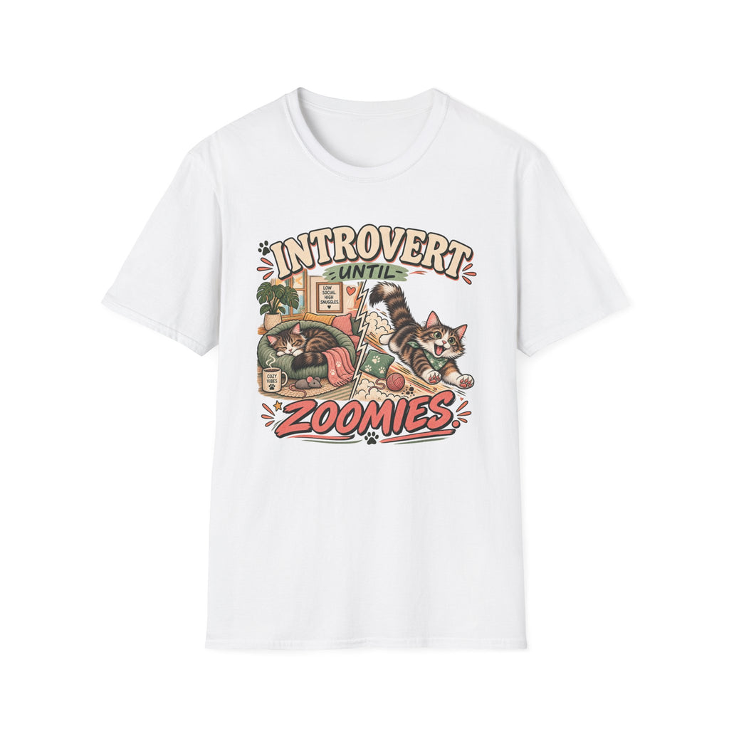 Introvert Until Zoomies T-Shirt — Cute Cat Nap & Play Graphic Tee