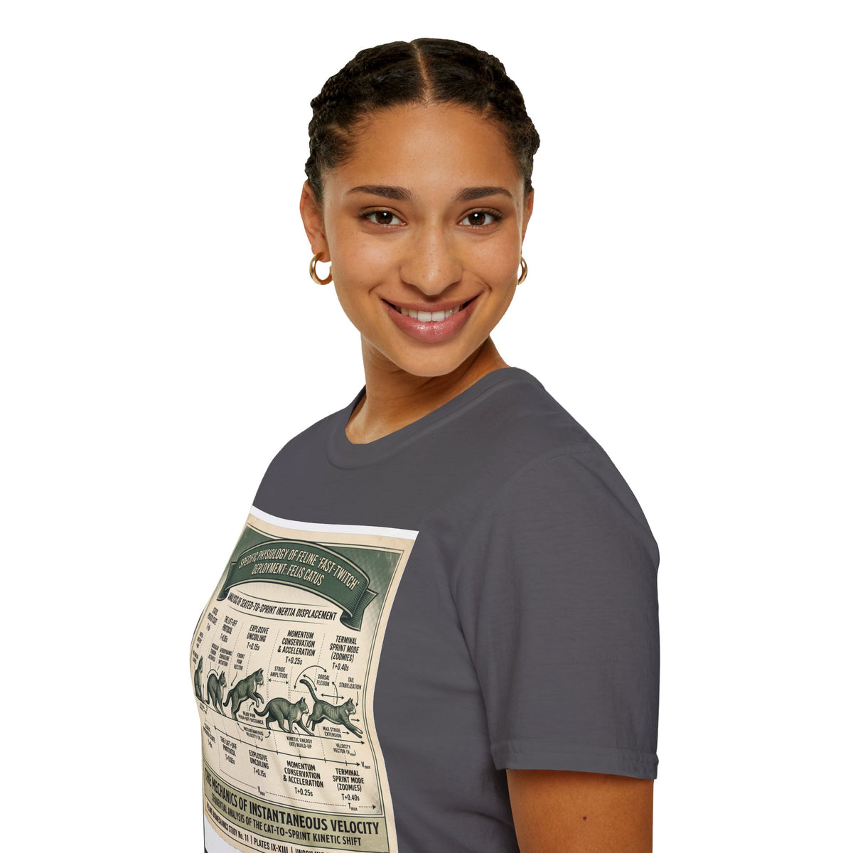 Cat Sprint Anatomy T‑Shirt — Vintage Feline Fast Twitch Diagram