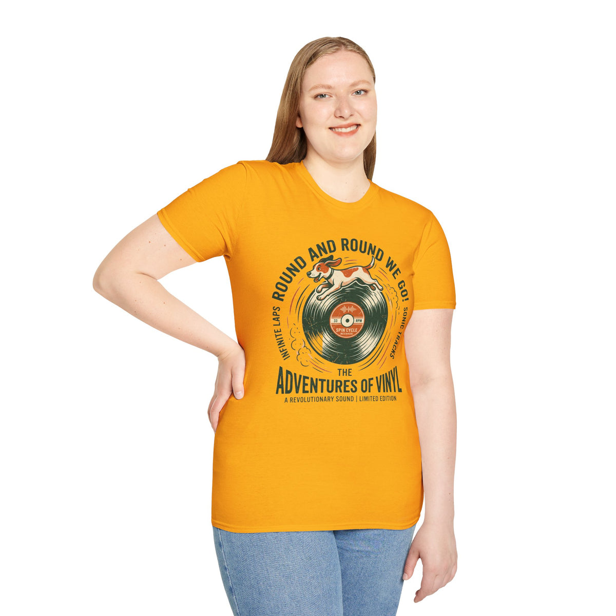Round and Round We Go Vinyl T-Shirt — The Adventures of Vinyl Retro Record Tee