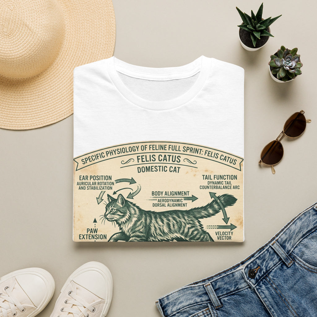 Cat Sprint Anatomy T-Shirt — Felis Catus Vintage Scientific Illustration Tee