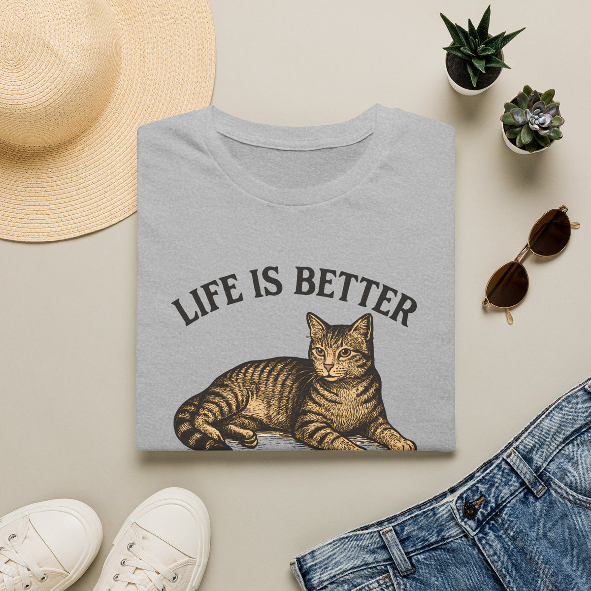 Cat With Slogan T-Shirt