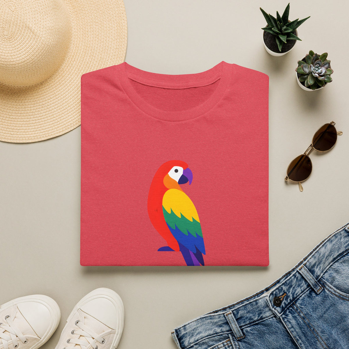 Colorful Parrot Illustration T-Shirt