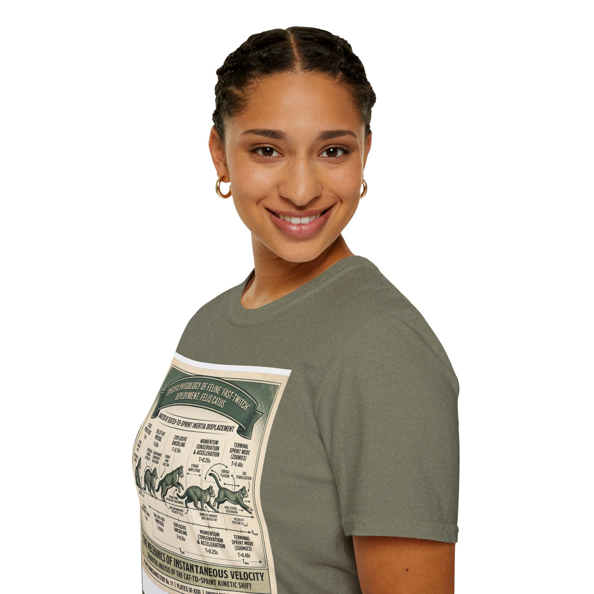 Cat Sprint Anatomy T‑Shirt — Vintage Feline Fast Twitch Diagram