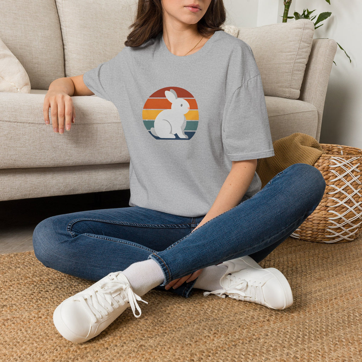 Rainbow striped rabbit T-Shirt