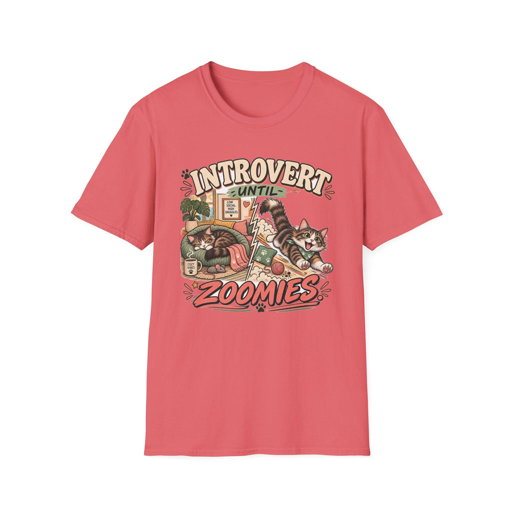 Introvert Until Zoomies T-Shirt — Cute Cat Nap & Play Graphic Tee