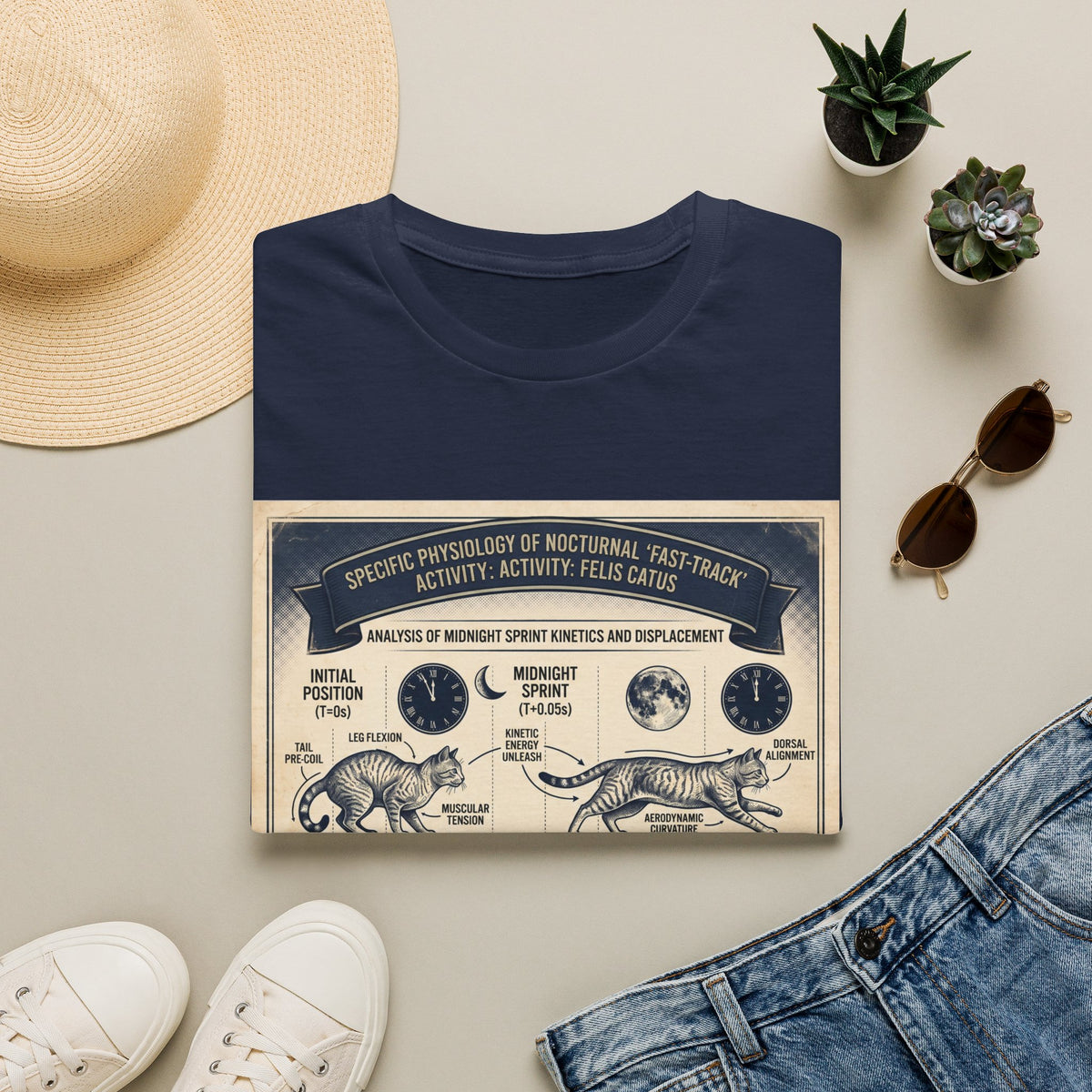 Nocturnal Cat Anatomy T-Shirt – Vintage Feline Physiology Diagram