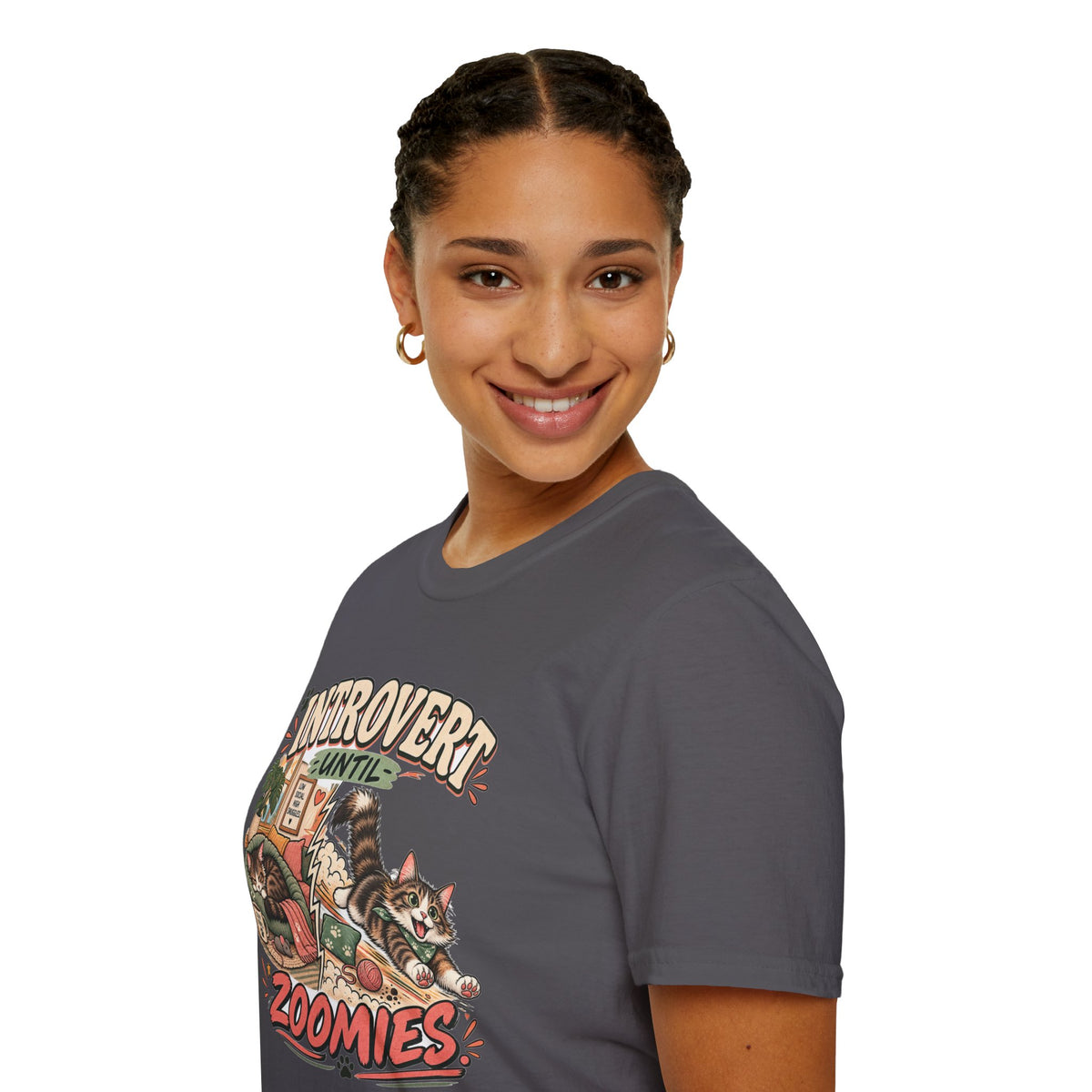 Introvert Until Zoomies T-Shirt — Cute Cat Nap & Play Graphic Tee
