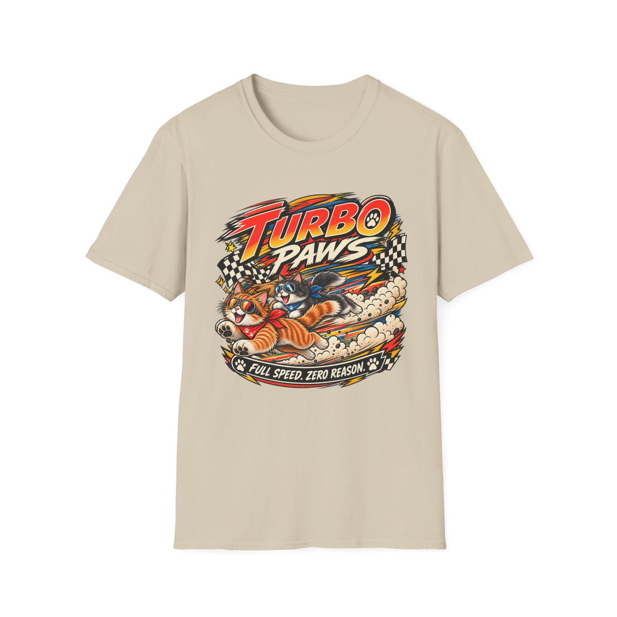 Turbo Paws T-Shirt — Retro Racing Cat Graphic Tee