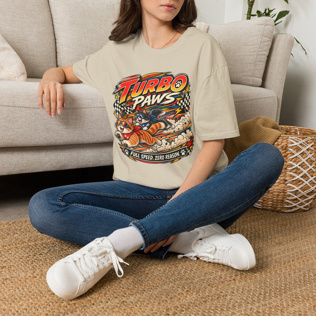 Turbo Paws T-Shirt — Retro Racing Cat Graphic Tee