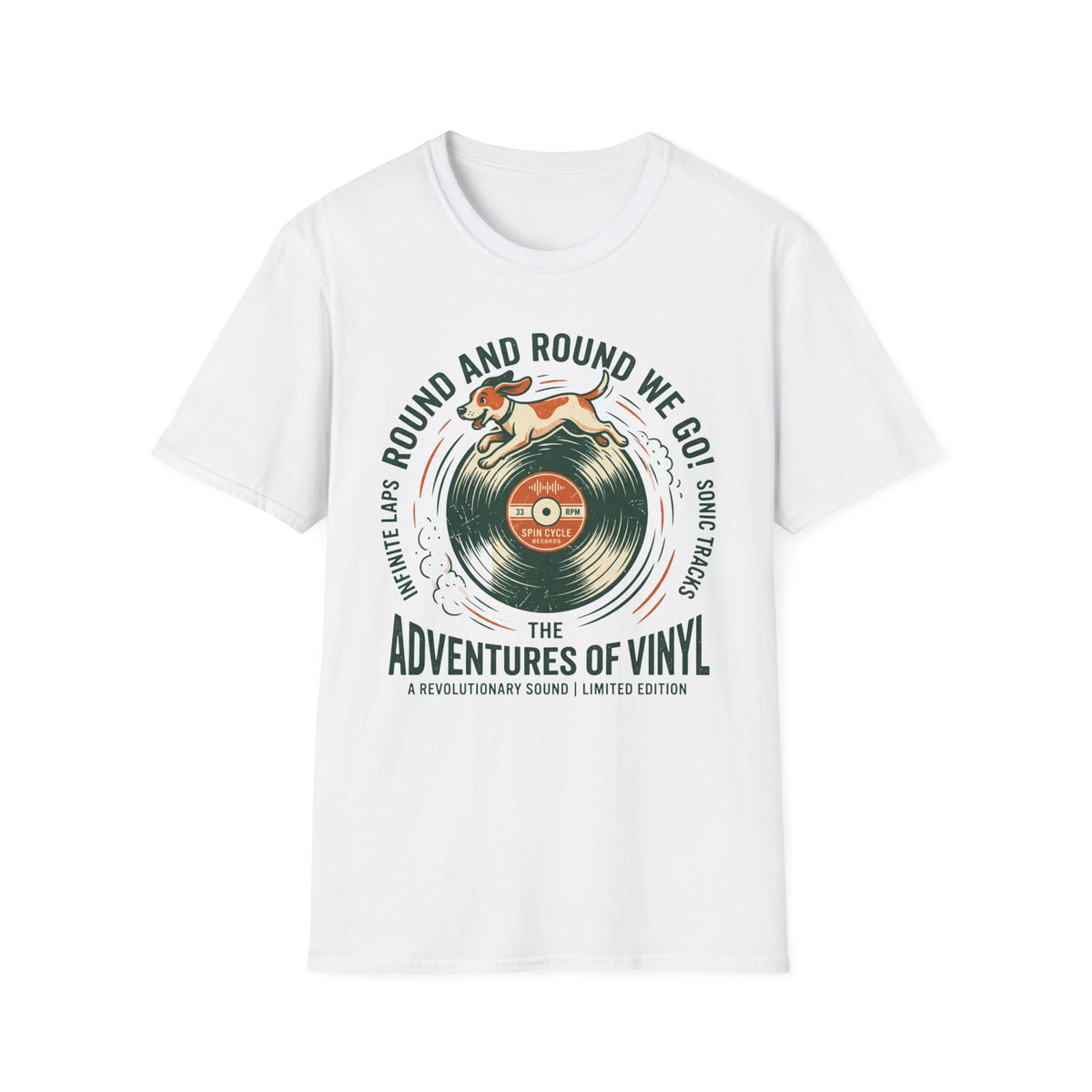 Round and Round We Go Vinyl T-Shirt — The Adventures of Vinyl Retro Record Tee